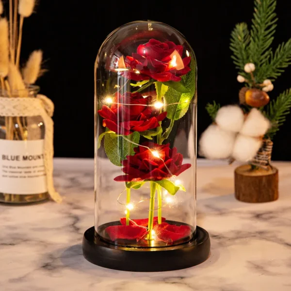 LED Galaxy Three Rose Artificial Flowers Wedding Decor Creative Valentine's Day Mother's Gift Battery Powered Dropshipping 1PC - AliExpress